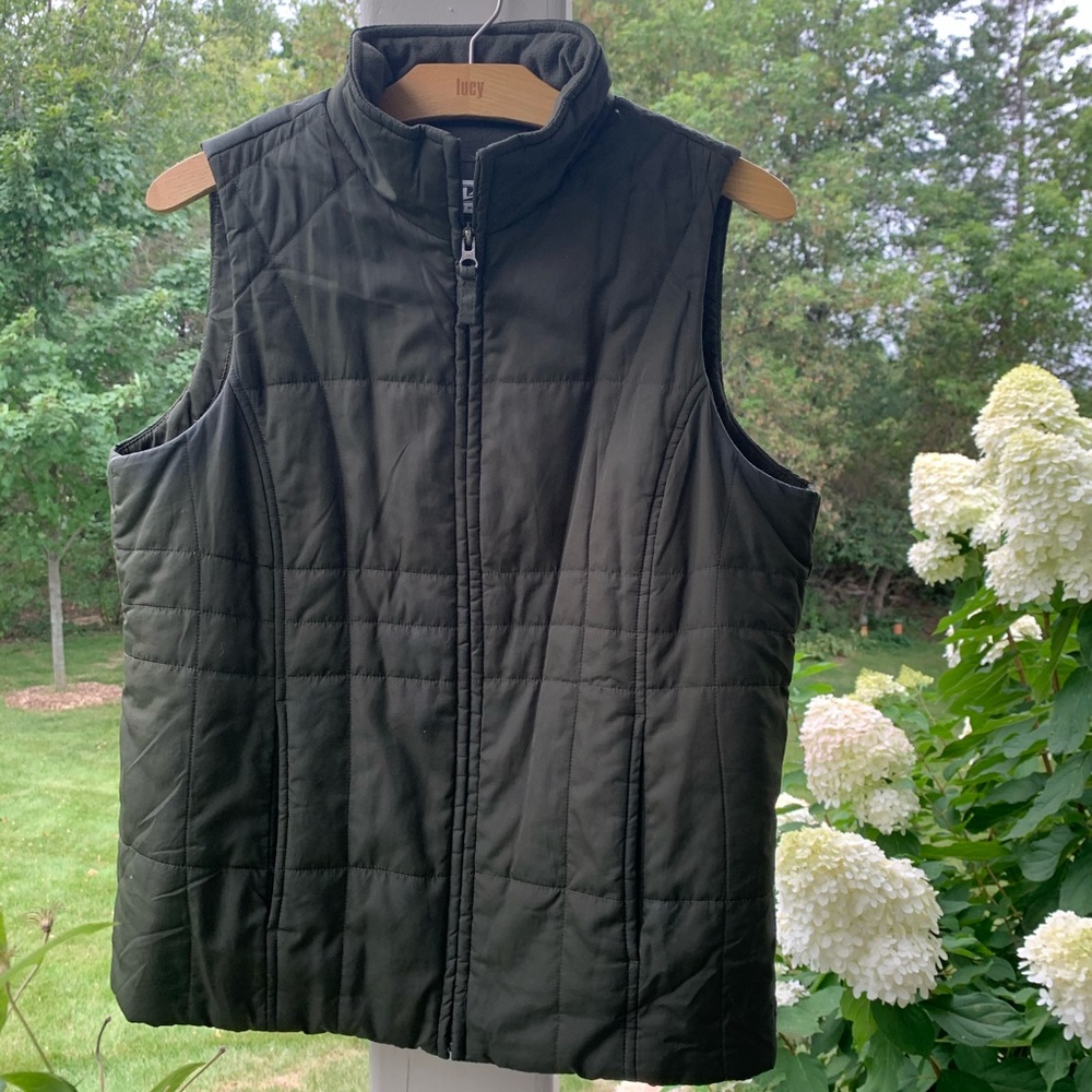 Olive Green Felt-Lined Quilted Vest